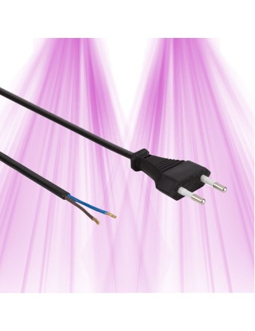 Stripped black mains cable - 150cm - EU plug