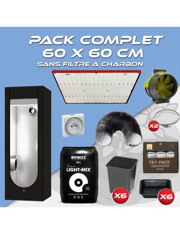 Complete pack 60x60cm – Rhino 130 Pro - Box Hydroshoot 60 - Ventilation kit without carbon filter - Pots and potting soil