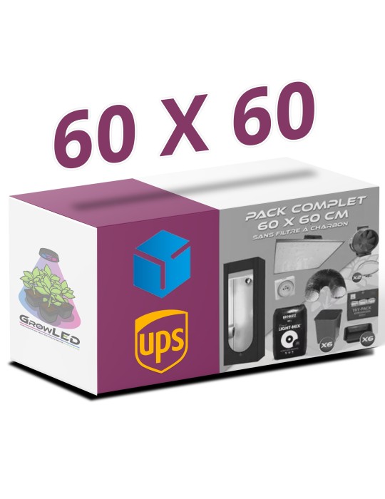 Pack complet 60x60cm – Pureled Q150- Box Hydroshoot 60 - Kit de ventilation sans filtre à charbon - Pots et terreaux - 1 Pack complet 60x60cm – Pureled Q150- Box Hydroshoot 60 - Kit de ventilation sans filtre à charbon - Pots et terreaux - 1